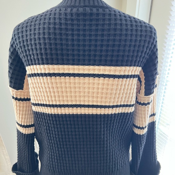Black and Cream Striped Women's Sweater - Picture 3 of 6